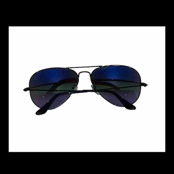 Ray-Ban RB3025 002/4J Black Aviator Green Gradient Mirrored 55mm Sunglasses - Picture 6 of 12